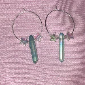 Whimsical Crystal Stars Set of Handmade 35mm Hoops